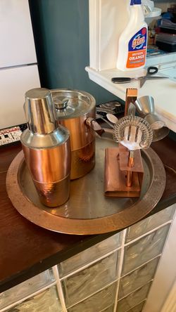 Brass and metal cocktail set