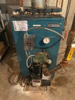 Burnham hot water boiler with becket burner