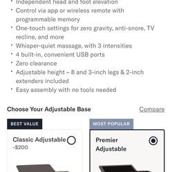 Adjustable Bed Frame King Size (motorized)