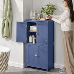 Floor Storage Cabinet, FreestandingUnit w/4 Doors, Harbor Blue UBBC552Q01