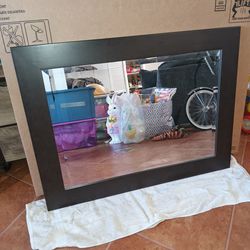 DARK WOOD WALL MIRROR