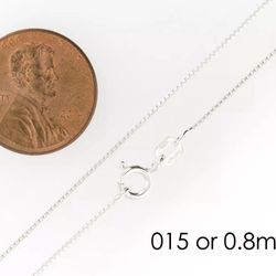 925 Sterling Silver BOX Chain Necklace Stamped .925 Italy