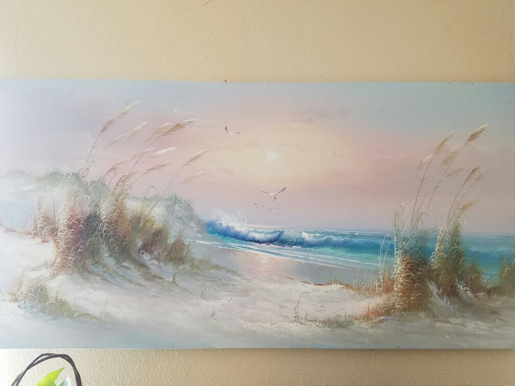 Large J Thompson Beach Canvas Painting