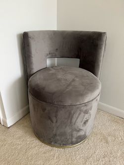 New Gray Velvet Barrel Swivel Accent Chairs