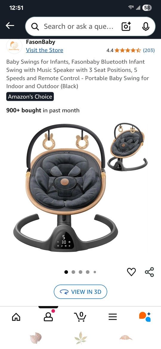 Remote Controlled Bluetooth Baby Swing