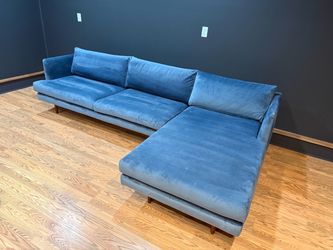 Blue polyester couch
