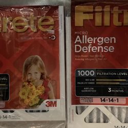2 Filtrete filters 1000 filtration 14x14x1