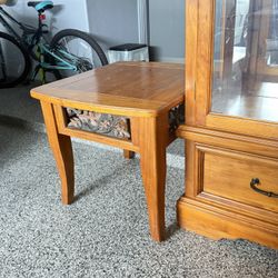 Pine End Table With Iron Details 