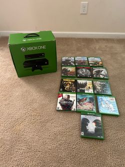Xbox one system with 2 controllers and 13 games