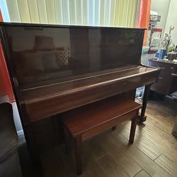 Polished cherry wood Schubert upright piano