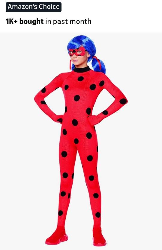 Spirit Halloween Miraculous Lady Bug Kids Jumpsuit Costume | Officially Licensed | Couple Costume | TV and Movie Costume