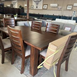 Corrine Solid Mahogany 7 Piece Dining Table W Leaf Ext