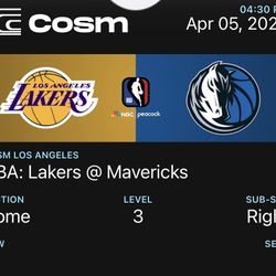 4 Lakers vs Mavericks COSM Tikets