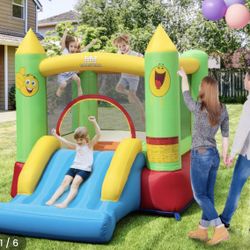Inflatable Bounce House Kids Blow-up Bouncer with Slide without Blower
