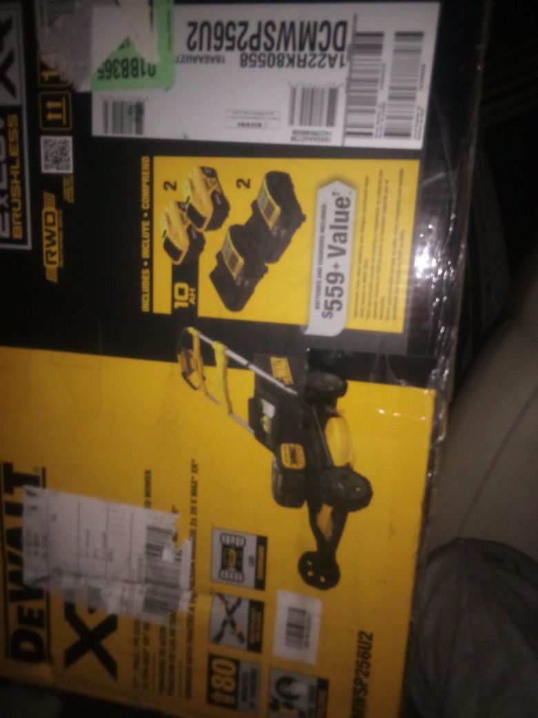 DeWalt Lawn Mower With Both Of The Batteries 20 Volt