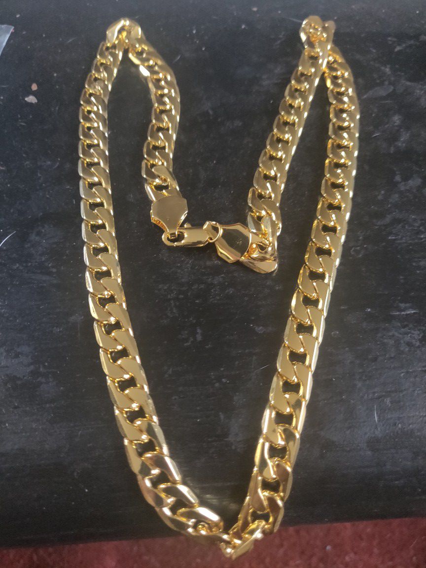 24 karat gold filled men's Italian made men's necklace solid curb link chain 60 CM 24 in Long