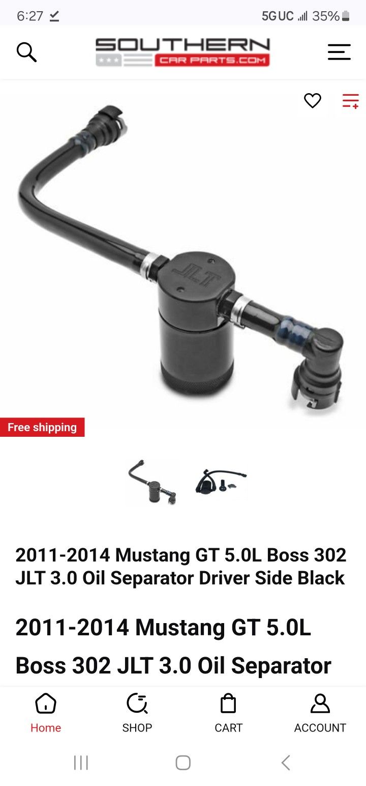 JLT 2011 - 2014 Mustang GT Oil Separator Catch Can