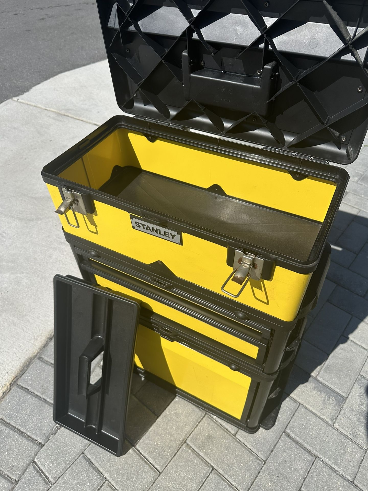 Stanley Caja de herramientas apilable con ruedas y 2 cajones, caja de herramientas vertical con ruedas y 2 cajones, caja de h