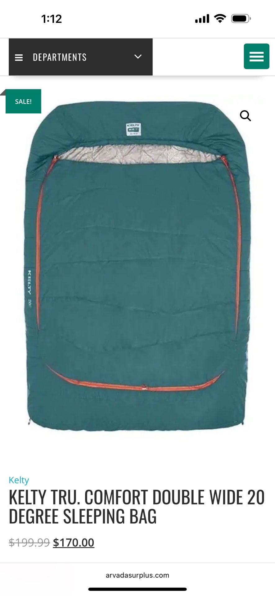 Kelty True Comfort Doublewide 20-degree Sleeping Bag NEW