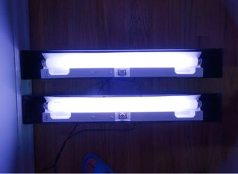 Set of 2 Retro All Glass Aquarium Fishtank 29” Fluorescent Light Fixture