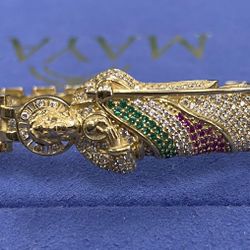 10K Gold CZ San Judas 7” Bangle 