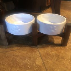 Dog Food And Water Bowls With Stand
