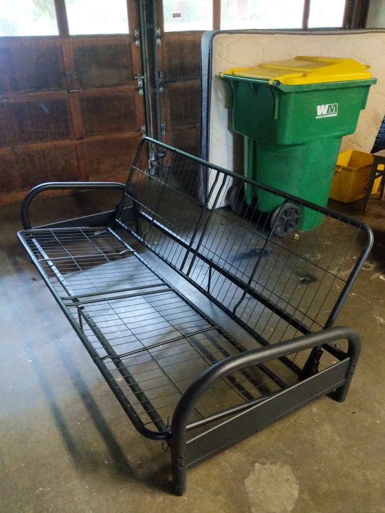 Black metal futon frame