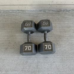 Cap 70Lb pair Solid Barbell Hex Dumbbells $140