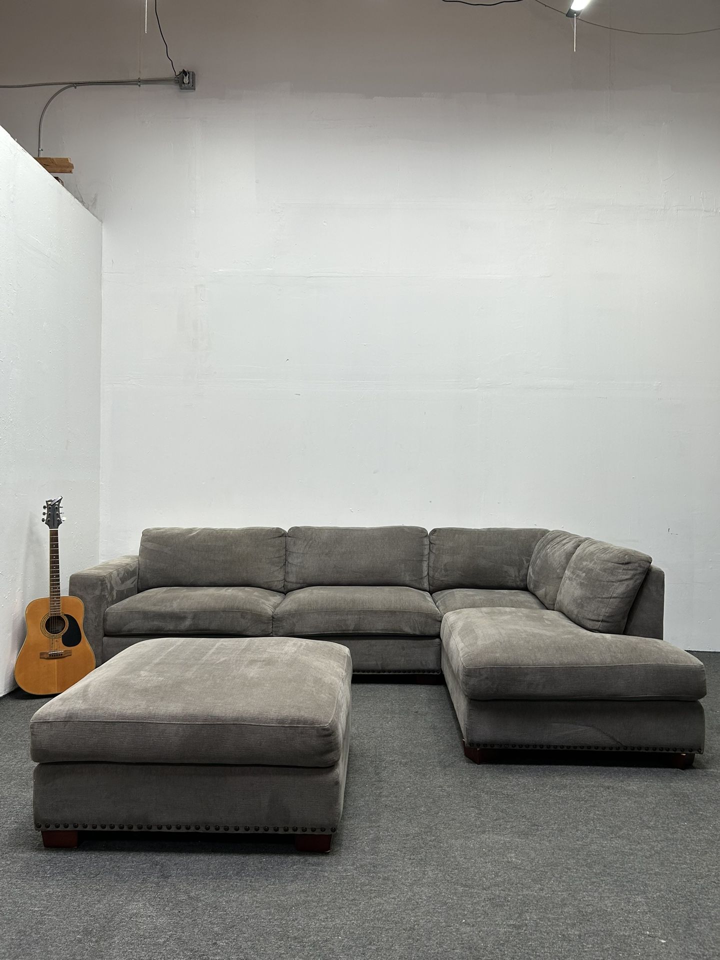 Costco Thomasville Sectional Couch in Light Gray with Ottoman - Can Deliver