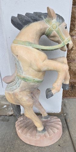 Hand Carved, Wooden Carousel -
Style Horse Sculpture. 27"H. PLEASE READ DESCRIPTION 