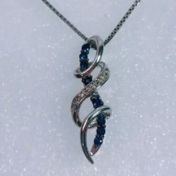 NIB Natural Tanzanite Diamond Accents Sterling Silver 9” L Necklace