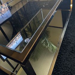 glass gold coffee table 
