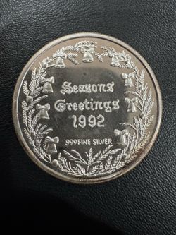 **1992 Seasons Greetings .999 Fine Silver Round