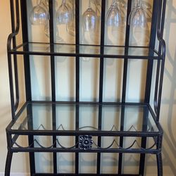 Bakers Rack With Wine Glass Holders And Wine Bottles Holders