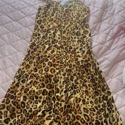 Womens Medium Maurices Leopard Cheetah Long Dress 