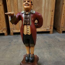 Laege Solid Wood Statue Of a Waiter/ Bulter (1) Wood