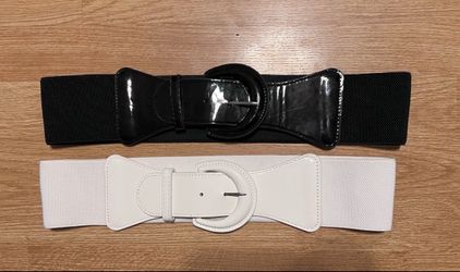 Women’s Wide Belts Black And White 2 In 1