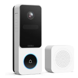 aosu Doorbell Camera Wireless- Head-to-Toe View, 2.4GHz WiFi Video Doorbell with Chime, Support Local Storage,Smart Human Detection, Works with Alexa 