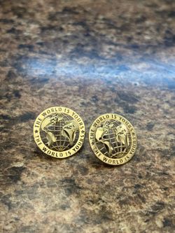 Large 10k solid gold “The world is yours” earrings