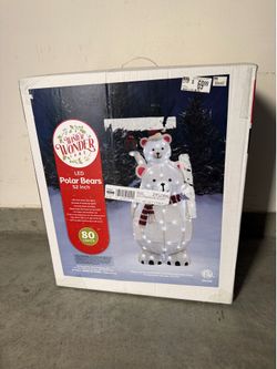 Christmas  Decor Tinsel Led Lights Polar Bears 52Inch (New)