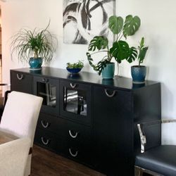 Large Black Modern Hutch With Storage 