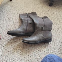 Womens Clark Gray Leather/suede Boots