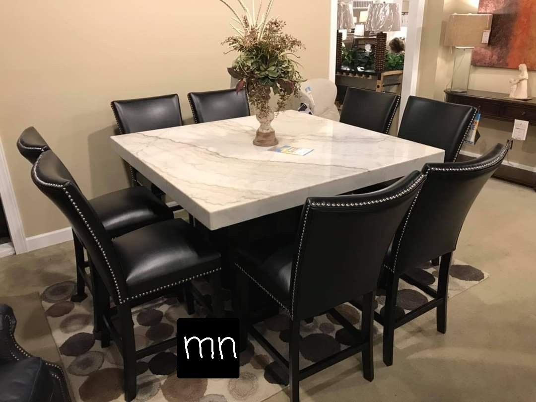 Iris Black Faux Marble Dining Room Set// Table And 4 Chairs