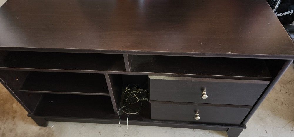Dark Wood TV Stand / Media Console with 2 Drawers and Shelves