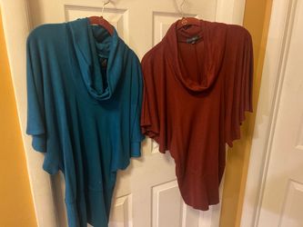 PAIR of 2 cowl neck 3/4 sleeve flowly sweaters Women’s Size Large