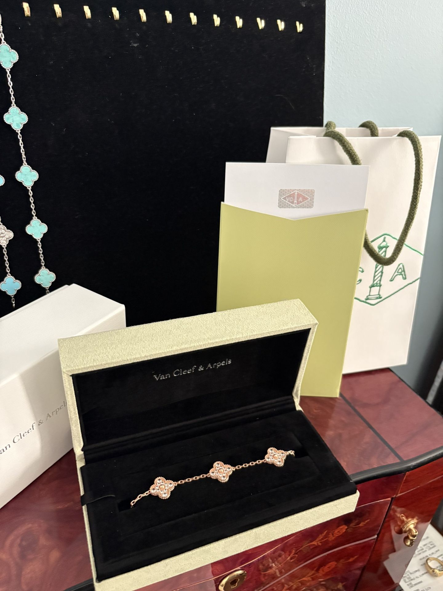 Gold And Diamond Clover Bracelet