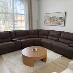 Big Brown Sectional Couch Power Electric Recliner
