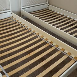 Two White Twin Size Beds 