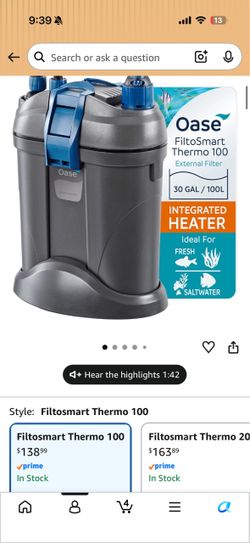 Oase thermo 100 30 gal canister filter