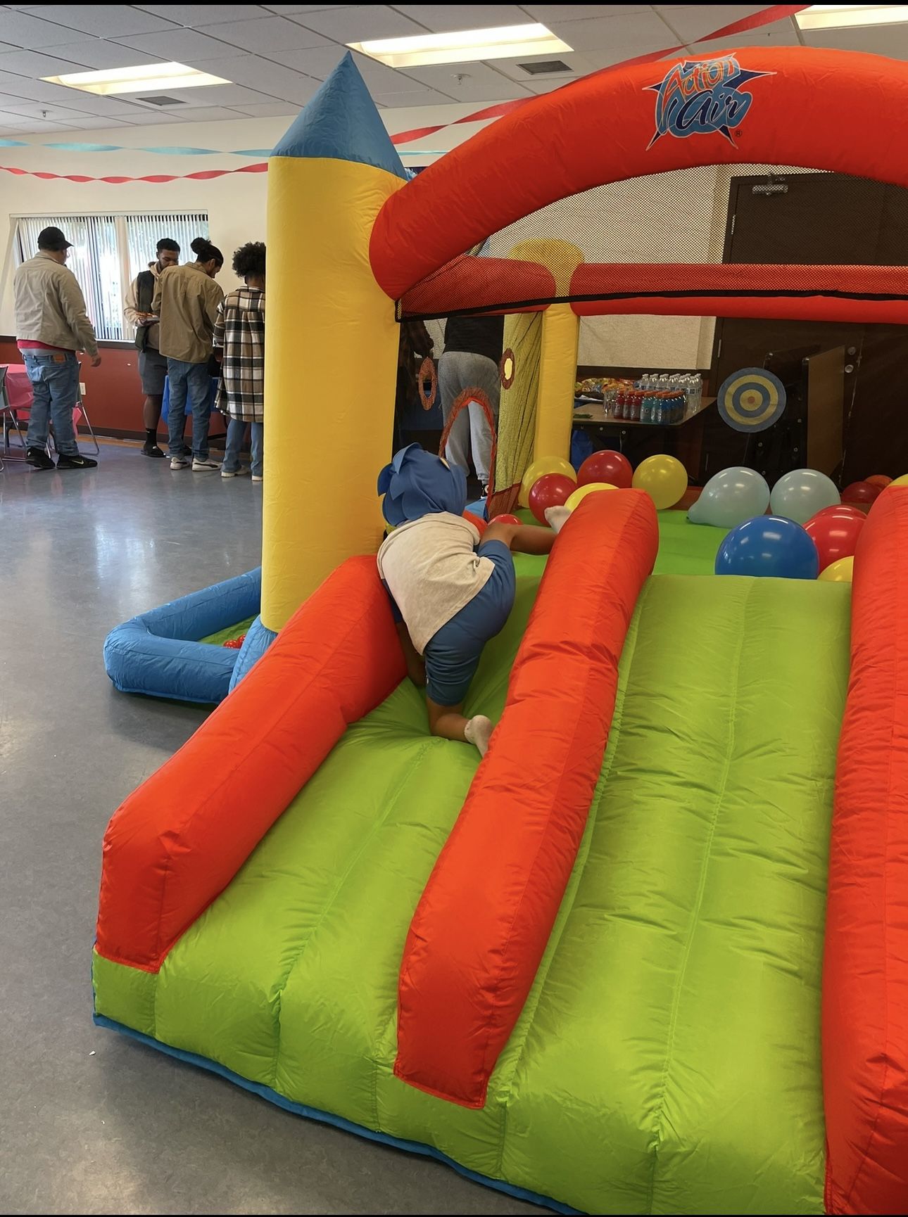 ACTION AIR Bounce House, Double Slides Bouncer with Blower and Ball Pool, Inflatable Bouncy House for Kids Backyard, Durable Sewn with Extra Thick Mat